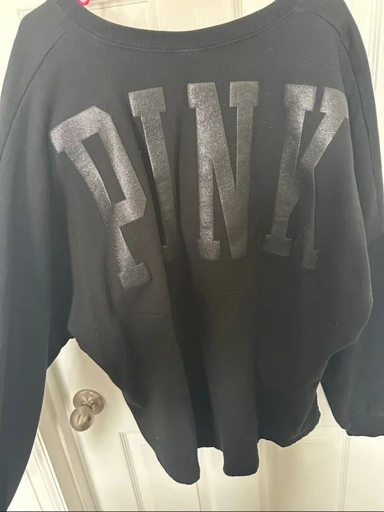 PINK Victoria's Secret Black Crewneck with Subtle Logo - Picture 2 of 3